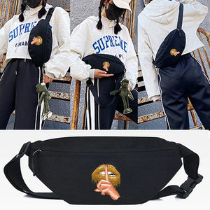 Golden Lips Print Waist Bag for Women