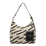 Zebra-stripe Canvas Waist Bag Large Capacity School Shoulder Tote