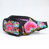 Embroidered Flower Ethnic Waist Pack Crossbody Chest Bag