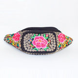 Embroidered Flower Ethnic Waist Pack Crossbody Chest Bag