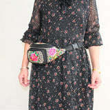 Embroidered Flower Ethnic Waist Pack Crossbody Chest Bag