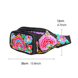 Embroidered Flower Ethnic Waist Pack Crossbody Chest Bag