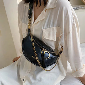 Women's Crossbody Waist Pack with Chain Strap Satchel Bag