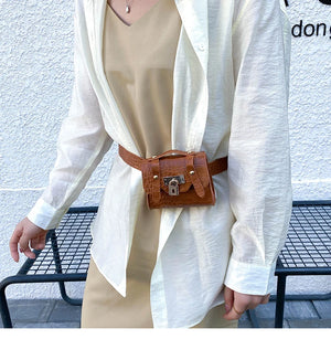Crocodile Belt Mini Chain Crossbody Bag