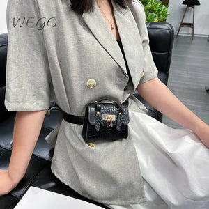 Crocodile Belt Mini Chain Crossbody Bag