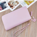 Women's Long Zipper Tassel Wallet Clutch Large Capacity Purse Phone Bag