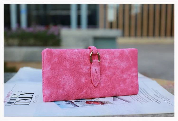 Women's Long Wallet with Frosted Buckle