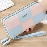 Women's Long Handheld Wallet Double Zipper Splice Contrast Large Capacity