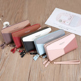 Women's Long Handheld Wallet Double Zipper Splice Contrast Large Capacity