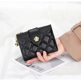 Women's Sheepskin Leather Wallet Plaid Purse