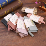 Women's Tassel Small Leather Wallet Zipper Purses Portefeuille