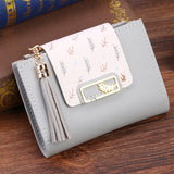 Women's Tassel Small Leather Wallet Zipper Purses Portefeuille