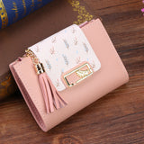 Women's Tassel Small Leather Wallet Zipper Purses Portefeuille