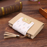 Women's Tassel Small Leather Wallet Zipper Purses Portefeuille