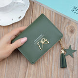 Women's Short Butterfly Tassel Zipper Wallet with Tassel