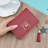 Women's Short Butterfly Tassel Zipper Wallet with Tassel