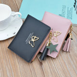 Women's Short Butterfly Tassel Zipper Wallet with Tassel