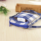 Women's Cotton Wallets Floral Plaid Phone Purses Coin Pouches Shoulder Bags