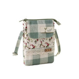 Women's Cotton Wallets Floral Plaid Phone Purses Coin Pouches Shoulder Bags