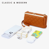 Women's Rhombus Plaid Embroidered Slash Shoulder Bag