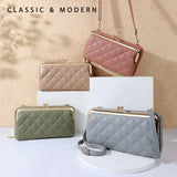 Women's Rhombus Plaid Embroidered Slash Shoulder Bag