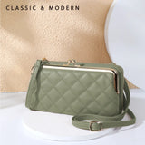 Women's Rhombus Plaid Embroidered Slash Shoulder Bag