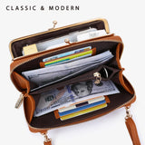 Women's Rhombus Plaid Embroidered Slash Shoulder Bag