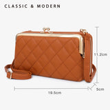 Women's Rhombus Plaid Embroidered Slash Shoulder Bag