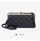 Women's Rhombus Plaid Embroidered Slash Shoulder Bag