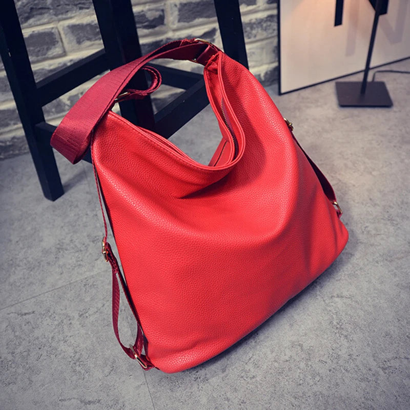 Women's Washed PU Leather Three-Purpose Multifunctional Shoulder Bag