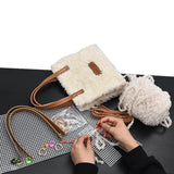 Women's Handwoven Shoulder Bag Lamb Wool Autumn Square Crossbody Bag