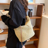 Large Capacity Women's Woven Beach Bag Hobo Straw Shoulder Handbag