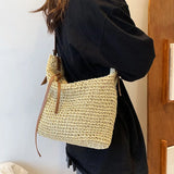 Large Capacity Women's Woven Beach Bag Hobo Straw Shoulder Handbag
