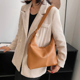 Fashionable Women's Solid Leather Shoulder Bag