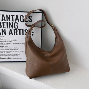 Fashionable Women's Solid Leather Shoulder Bag