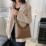 Fashionable Women's Solid Leather Shoulder Bag