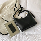 Fashionable Women's Solid Leather Shoulder Bag