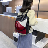 Women's PU Leather Casual School Backpack Large Capacity