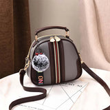 Stripes Shoulder Bag with Hair Ball - Women's Wild Messenger Bag