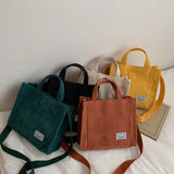 Corduroy Canvas Square Bag One Shoulder Messenger Bag