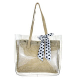 Women's Transparent Jelly Tote Bag Straw Woven Handbag