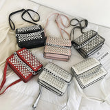 Women's Diamond Shoulder Bag PU Leather Small Square Bag