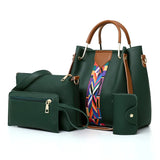Large Capacity Women's Bag Four-Piece Set Contrast Single Shoulder Messenger Bag