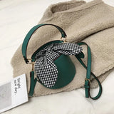 Women's PU Leather Shoulder Bag Soft Checkered Bucket Female Bag