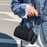 Women's Rhinestone Shoulder Bag with Large Capacity and Mini Pouch