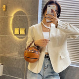 Round Shoulder Bag Chain Tote Purse Crossbody Messenger Bag
