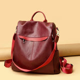 Women's Large PU Leather Backpack for Travel and School