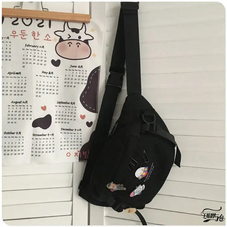 Harajuku Ins Dark Wind Canvas Waist Bag