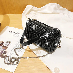 Rhinestone Chain Small Square Bag Underarm Shoulder Bag