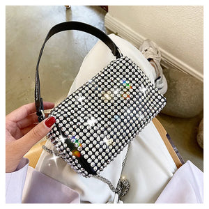 Rhinestone Chain Small Square Bag Underarm Shoulder Bag
